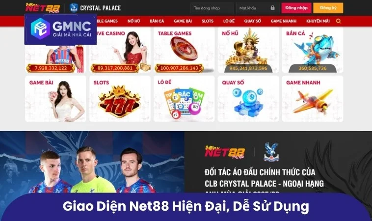 Giao diện Net88 hiện đại, dễ sử dụng