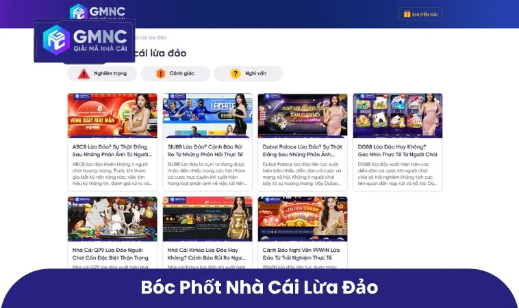 GMNC 69 GMNC cũng tập trung bốc phốt các nhà cái kém uy tín