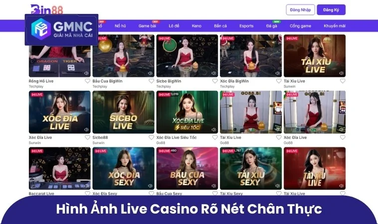 Hình ảnh Live Casino rõ nét chân thực