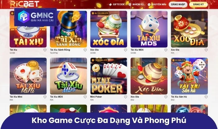 Kho game cược đa dạng và phong phú