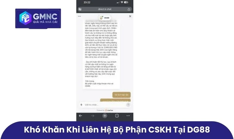 Khó khăn khi liên hệ bộ phận CSKH tại DG88