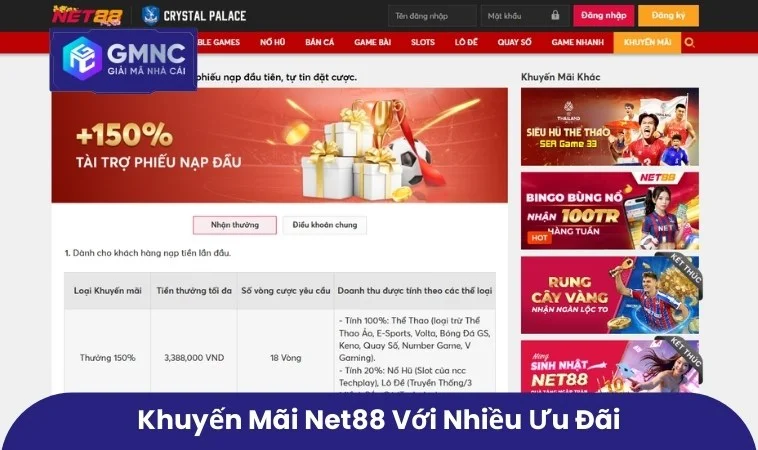 Khuyến Mãi Net88 - Mới Nhất Ưu Đãi Hấp Dẫn Dành Cho Người Chơi 1 Khuyến mãi Net88 với nhiều ưu đãi