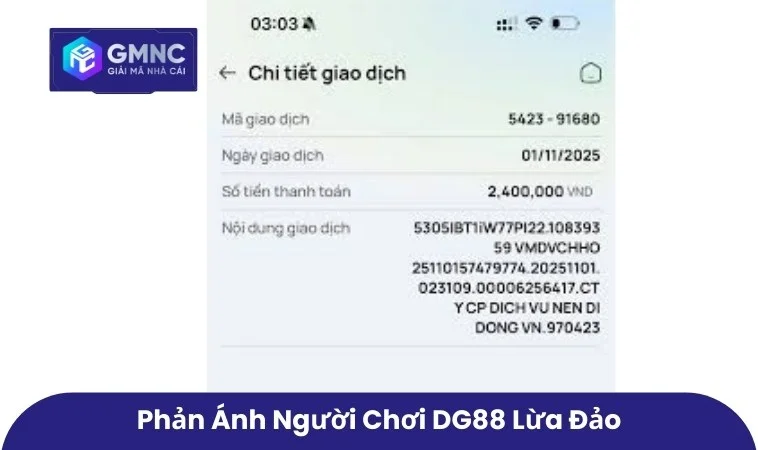 Phản ánh người chơi DG88 lừa đảo