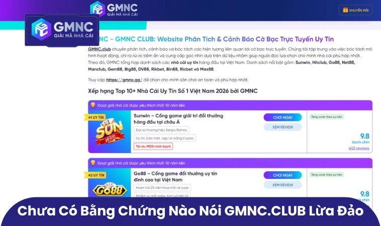 Thực Hư Tin Đồn GMNC.VIP Lừa Đảo? Sự Thật Cần Phải Biết 3 Chưa có bằng chứng nào nói GMNC.VIP lừa đảo