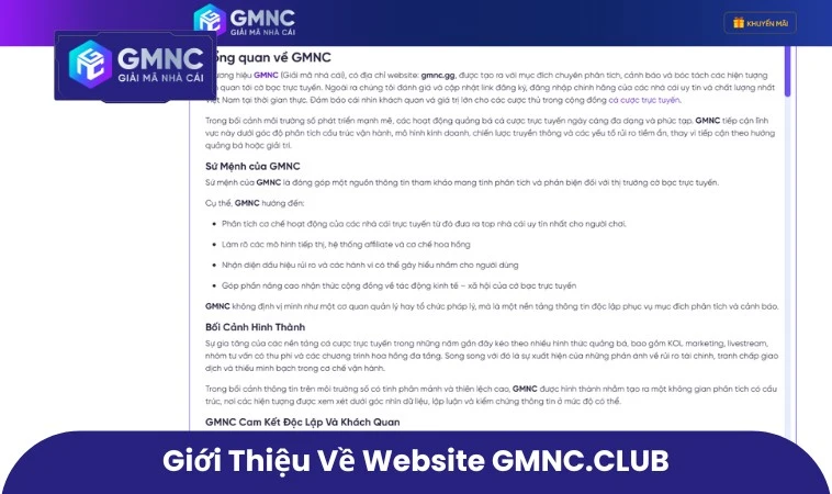 Thực Hư Tin Đồn GMNC.VIP Lừa Đảo? Sự Thật Cần Phải Biết 2 Giới thiệu về website GMNC.VIP