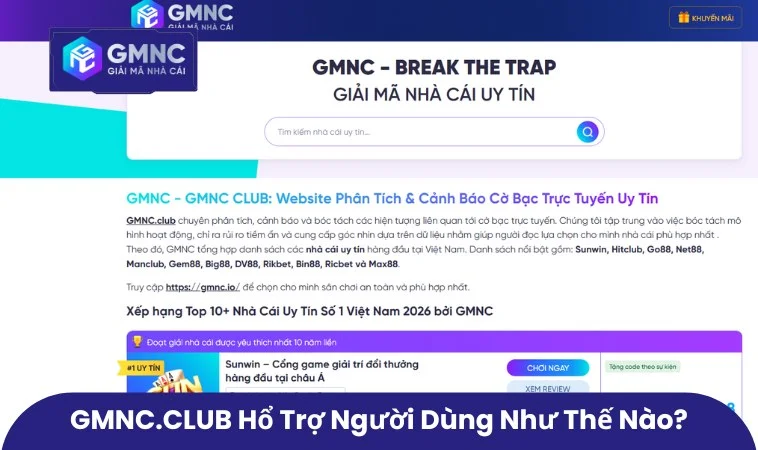 Giải Đáp Thắc Mắc GMNC.VIP Hỗ Trợ Người Dùng Ra Sao? 1 Top list đánh giá nhà cái uy tín và link truy cập chính thức